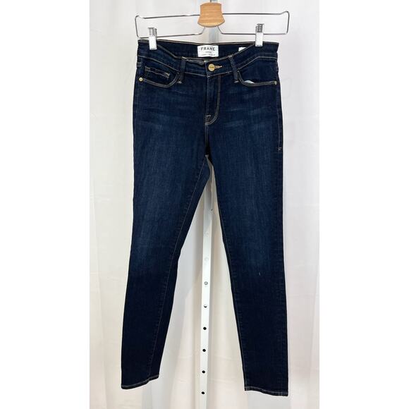 FRAME Size 28 Le Skinny de Jeanne Ankle Jeans Queens Way Dark Wash Zip Fly Blue - Picture 1 of 8